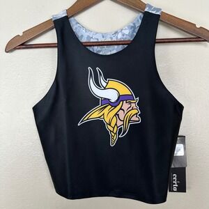 Certo Women's M Crop Top Black Minnesota Vikings Crosstown Midi NFL Tank